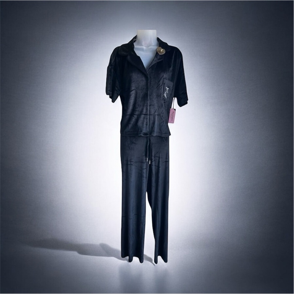 Juicy Couture Black Plush PJ Set Size Large NEW!